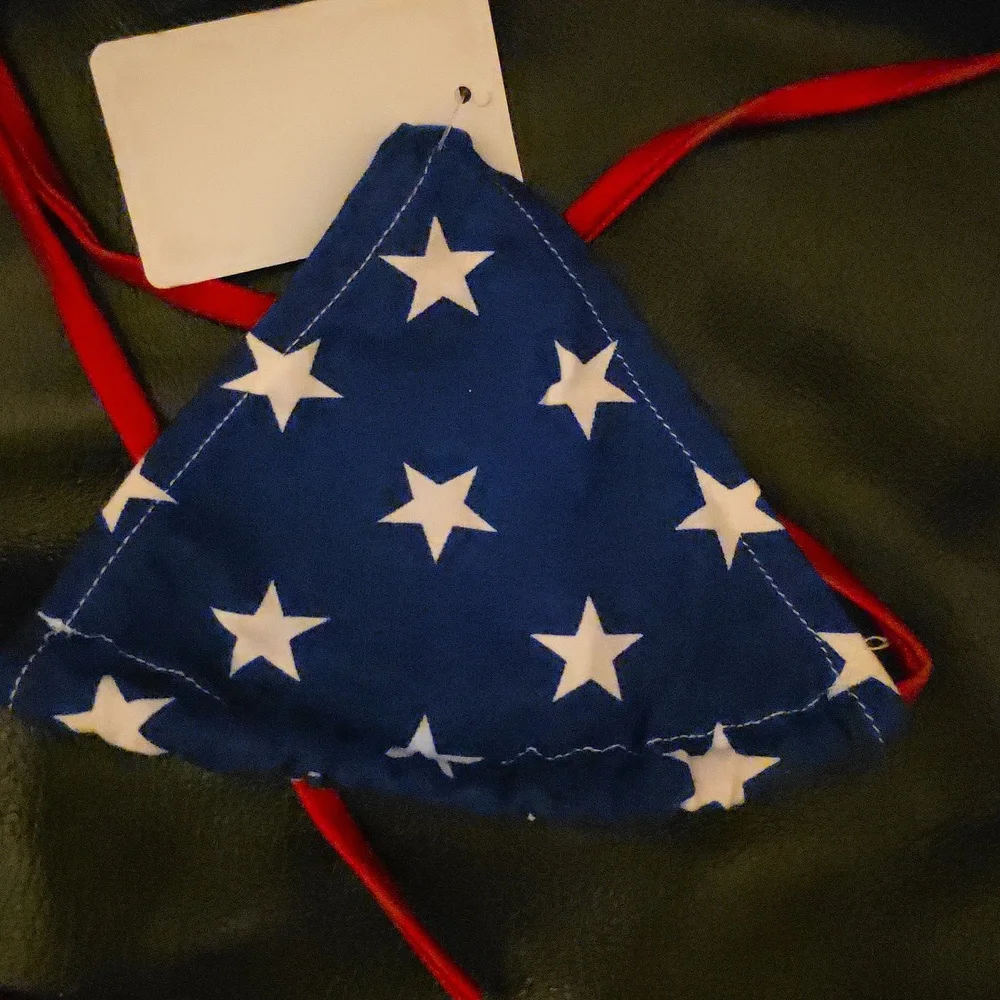 Sexy American Flag Swimsuit Triangle Top And Thong With Coverup 3 Piece - Picture 5 of 11